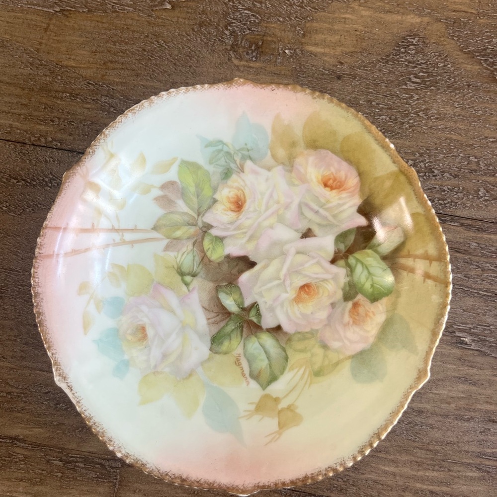 Bridal Rose Bavarian Hand Painted Floral Decorative Plate